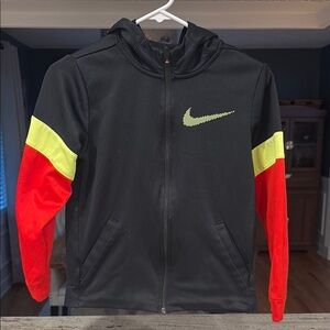 Nike Black Jacket with Red and Yellow Sleeves